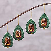 Ceramic ornaments, Forest Nativity (set of 4)