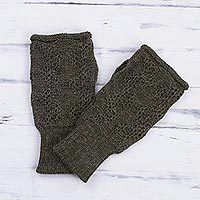 100% alpaca fingerless mitts,