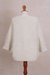Alpaca blend poncho, 'Texture Treasure' - Ivory Alpaca Wool Blend Poncho with Arm Openings (image 2f) thumbail