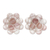 Rose quartz cluster earrings, 'Andean Corsage' - Rose Quartz Bead Cluster Flower and Sterling Silver Earrings