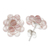 Rose quartz cluster earrings, 'Andean Corsage' - Rose Quartz Bead Cluster Flower and Sterling Silver Earrings