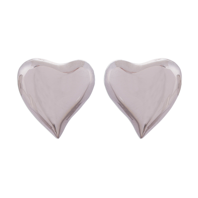 Handcrafted Sterling Silver Heart-Shaped Stud Earrings