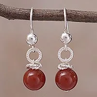 Agate dangle earrings, 'Earth and Sea' - Handcrafted Agate and Sterling Silver Dangle Earrings