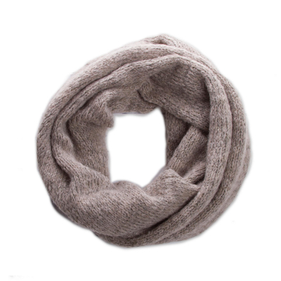 Light Taupe Alpaca Blend Infinity Scarf from Peru