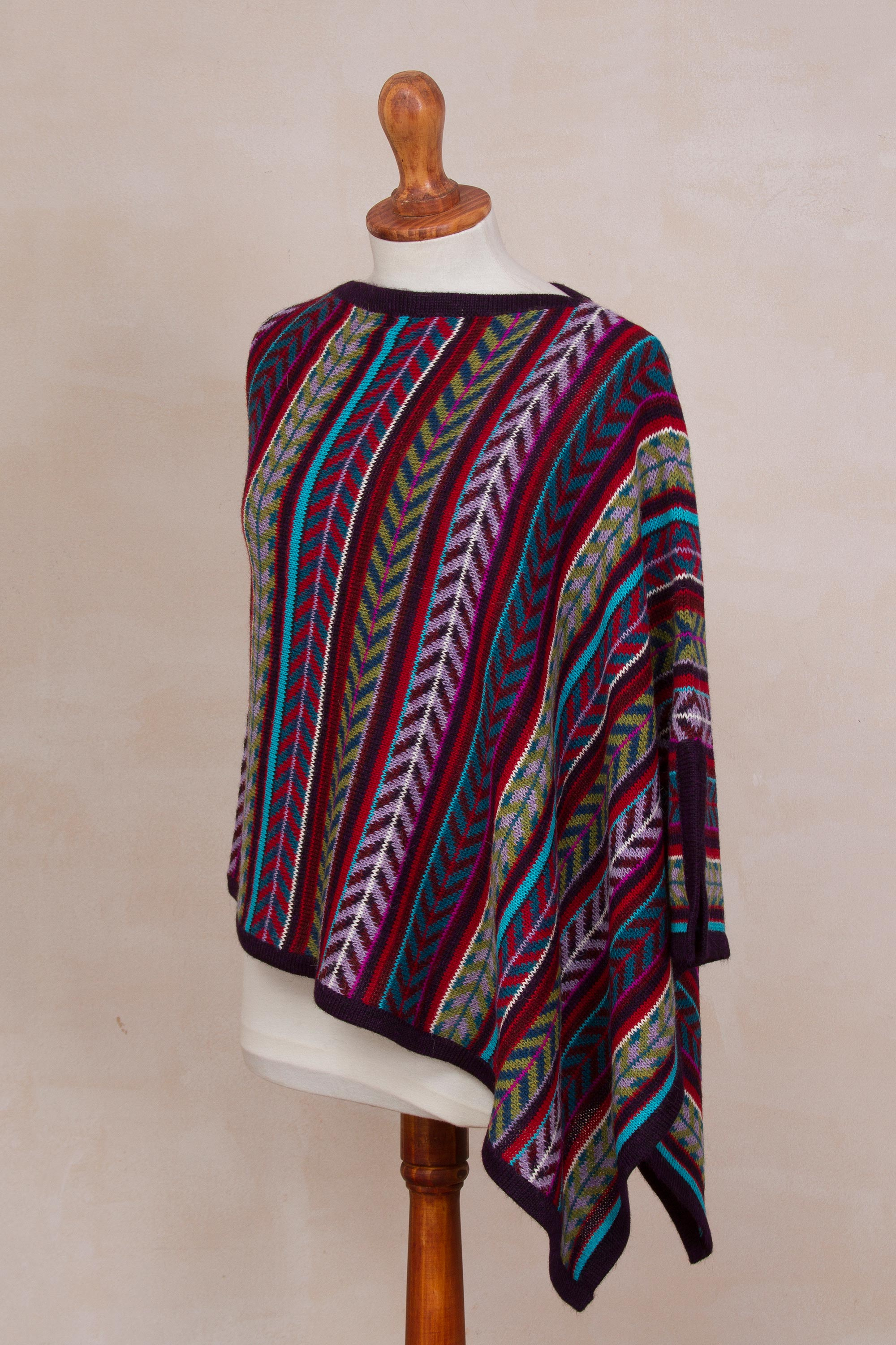 UNICEF Market | Multicolor Striped 100% Alpaca Asymmetrical Poncho from ...