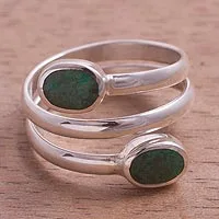 Chrysocolla wrap ring, 'Double Embrace'