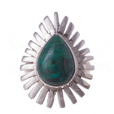 Teardrop Chrysocolla and Sterling Silver Cocktail Ring