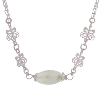 Opal pendant necklace, 'Enchanted Butterflies' - Opal and Sterling Silver Butterflies Pendant Necklace