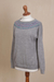 100% baby alpaca sweater, 'Weekend Delight' - Grey 100% Baby Alpaca Pullover Sweater from Peru (image 2e) thumbail