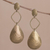 Bronze plated dangle earrings, 'Bronze Desire' - Artisan Crafted Long Dangle Earrings with a Textured Finish thumbail