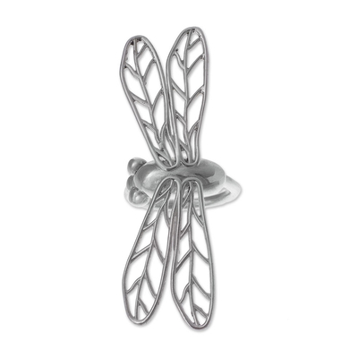 Sterling silver cocktail ring, 'Sun Dragonfly' - Dragonfly Sterling Silver Cocktail Ring from Peru