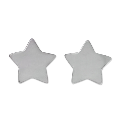 Sterling Silver Star Shaped Button Earrings from Peru