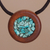 Chrysocolla pendant necklace, 'Pebble Pool' - Recycled Hualtaco Wood and Chrysocolla Pendant Necklace thumbail