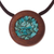 Chrysocolla pendant necklace, 'Pebble Pool' - Recycled Hualtaco Wood and Chrysocolla Pendant Necklace (image 2a) thumbail
