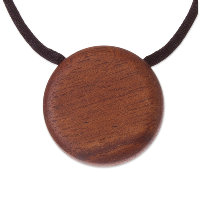 Chrysocolla pendant necklace, 'Pebble Pool' - Recycled Hualtaco Wood and Chrysocolla Pendant Necklace