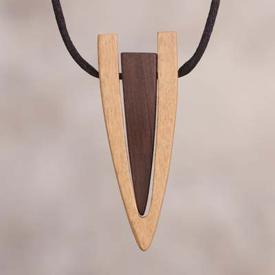 Wood pendant necklace, Modern Arrowhead