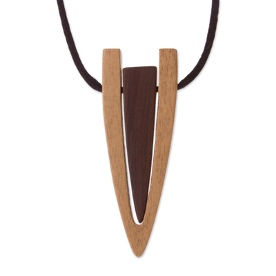Collar con colgante de madera - Collar con Colgante Moderno de Madera de Ipe Reclamado y Oreja de León