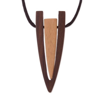 Modern Reclaimed Oreja de Leon and Ipe Wood Pendant Necklace