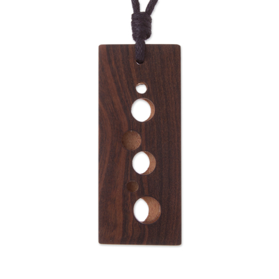 Handmade Modern Rectangular Wood Pendant Necklace