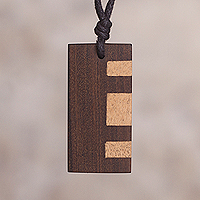 Wood pendant necklace, Framed