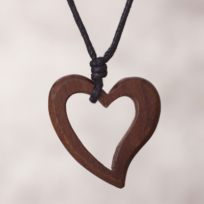 Wood pendant necklace, Natural Vibration