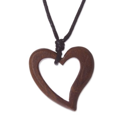Peruvian Handmade Heart Pendant Necklace with Reclaimed Wood