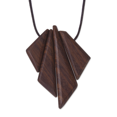 Peruvian Reclaimed Wood Pendant and Cord Necklace