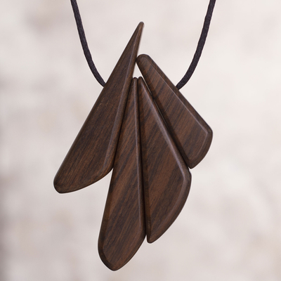 Wood pendant necklace, Autumn Daydream