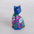 Ceramic figurine, 'Sweet Cat in Blue' - Peruvian Artisan Crafted Floral Ceramic Cat Figurine in Blue