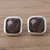 Pendientes botón de cuarzo ahumado - Aretes de botón cuadrados de cuarzo ahumado de Perú