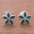 Chrysocolla stud earrings, 'Marquise Bursts' - Marquise Chrysocolla Stud Earrings from Peru thumbail