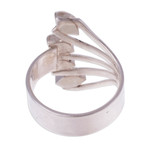 Onyx multi-stone ring, 'Radiant Leaves' - 950 Silver and Onyx Multi-Stone Cocktail Ring from Peru