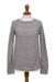 100% baby alpaca sweater, 'Airy' - Light Grey Baby Alpaca Long-Sleeve Pullover Knit Sweater thumbail