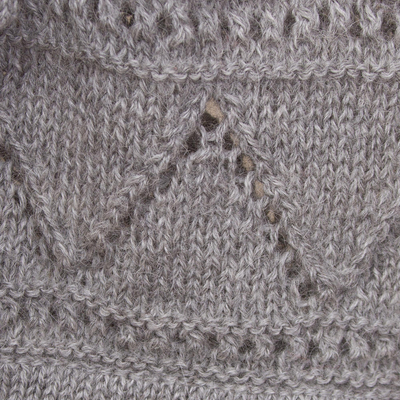 pullover aus 100 % Babyalpaka - Hellgrauer Langarm-Strickpullover aus Babyalpaka