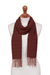 100% alpaca scarf, 'Subtle Spice' - Orange-Brown Subtle Diamond Pattern 100% Alpaca Woven Scarf (image 2a) thumbail