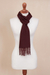 100% alpaca scarf, 'Vintner's Choice' - Burgundy 100% Alpaca Diamond Pattern Woven Fringed Scarf (image 2c) thumbail