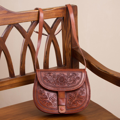 Lederschlinge - Handgefertigte verstellbare Leder-Sling-Handtasche aus Peru