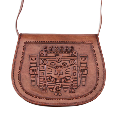 Lederschlinge - Prähispanische Leder-Sling-Handtasche aus Peru
