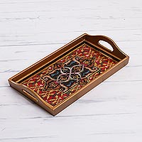 Featured review for Reverse painted glass tray, Floral Connection