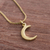 Gold plated sterling silver pendant necklace, 'Crescent Twinkle' - Gold Plated Sterling Silver Crescent Moon Necklace from Peru (image 2) thumbail
