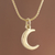 Gold plated sterling silver pendant necklace, 'Crescent Twinkle' - Gold Plated Sterling Silver Crescent Moon Necklace from Peru (image 2b) thumbail