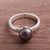 Cultured pearl cocktail ring, 'Black Nascent Flower' - Cultured Pearl Cocktail Ring in Black from Peru (image 2) thumbail