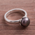Cultured pearl cocktail ring, 'Black Nascent Flower' - Cultured Pearl Cocktail Ring in Black from Peru (image 2b) thumbail
