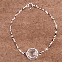 Quartz pendant bracelet, 'Circular Treasure' - Circular Quartz Pendant Bracelet from Peru