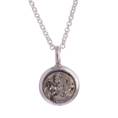 Pyrite pendant necklace, 'Circular Treasure' - Circular Pyrite Pendant Necklace from Peru
