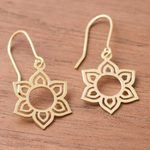 Gold plated sterling silver dangle earrings, 'Floral Corona' - Flower-Shaped Gold Plated Sterling Silver Earrings from Peru