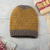 100% baby alpaca hat, 'Amber Delight' - Hand Knit Yellow and Brown Baby Alpaca Hat from Peru