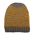 mütze aus 100 % Babyalpaka - Handgestrickte gelbe und braune Baby-Alpaka-Mütze aus Peru