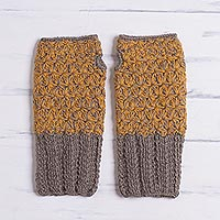 Featured review for 100% baby alpaca fingerless mitts, Inner Warmth in Clay and Amber
