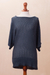 Cotton blend pullover, 'Open Elegance in Azure' - Knit Cotton Blend Pullover in Azure from Peru thumbail